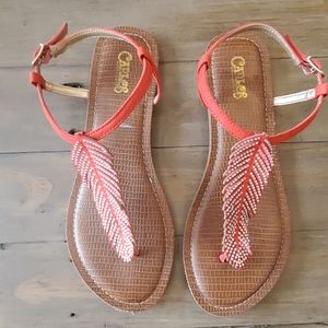 Carlos by Carlos Santana red beaded thong sandal